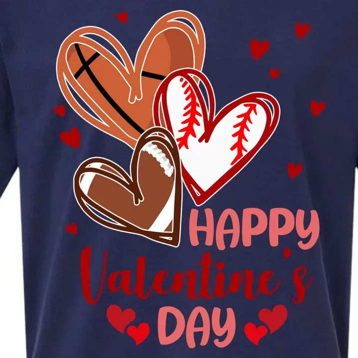 Happy Valentines Day Sports Lover Heart Gift Sueded Cloud Jersey T-Shirt