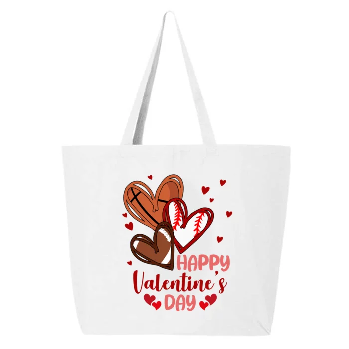 Happy Valentines Day Sports Lover Heart Gift 25L Jumbo Tote