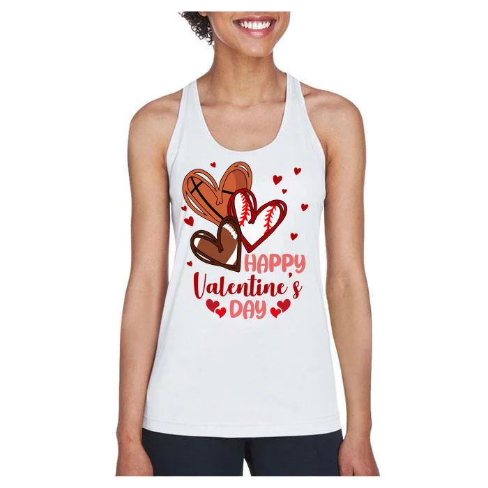 Happy Valentines Day Sports Lover Heart Gift Women's Racerback Tank