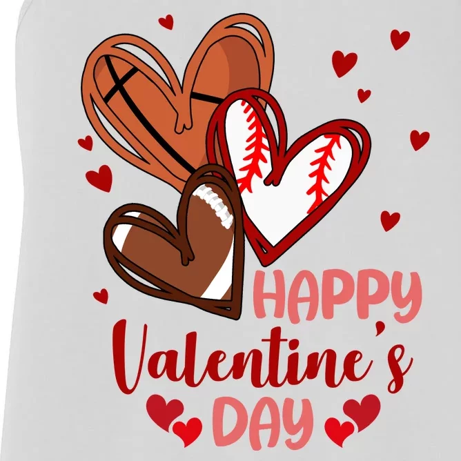 Happy Valentines Day Sports Lover Heart Gift Women's Racerback Tank