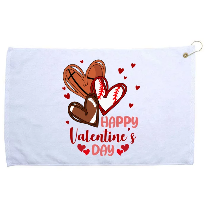 Happy Valentines Day Sports Lover Heart Gift Grommeted Golf Towel