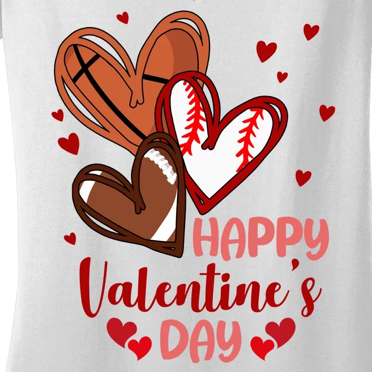 Happy Valentines Day Sports Lover Heart Gift Women's V-Neck T-Shirt