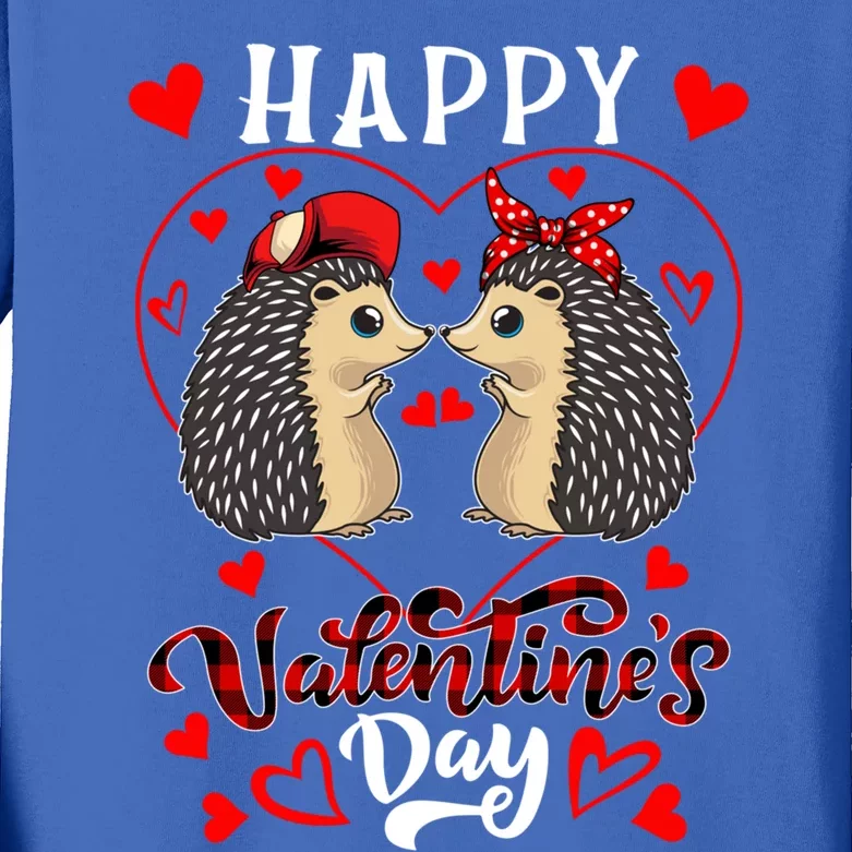 Happy Valentine's Day Hearts Couple Hedgehogs Zoo Animals Funny Gift Kids Long Sleeve Shirt