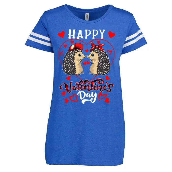 Happy Valentine's Day Hearts Couple Hedgehogs Zoo Animals Funny Gift Enza Ladies Jersey Football T-Shirt