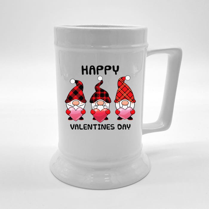 Happy Valentines Day Funny Gnomes Holding Hearts Love Gifts Front & Back Beer Stein