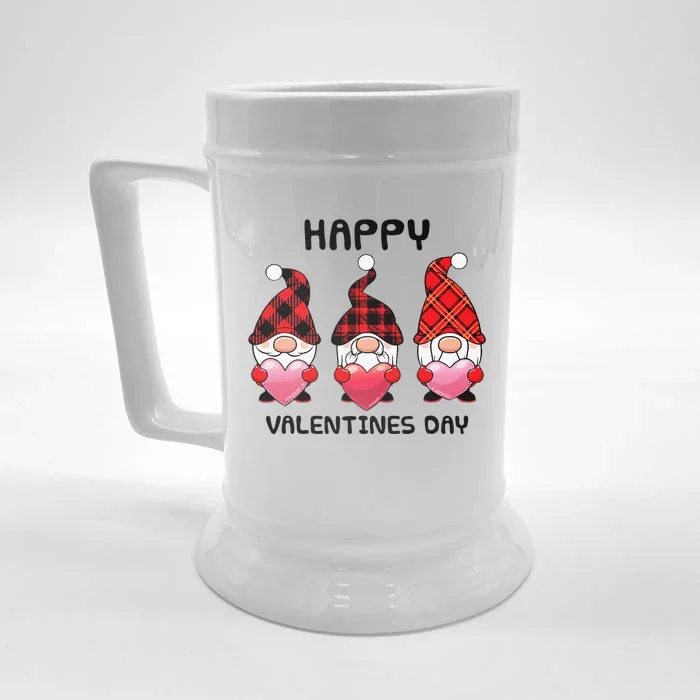 Happy Valentines Day Funny Gnomes Holding Hearts Love Gifts Front & Back Beer Stein