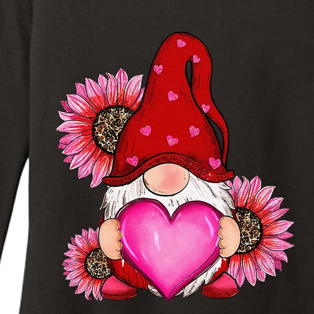 Happy Valentine's Day Gnome With Leopard Sunflower Valentine Womens CVC Long Sleeve Shirt