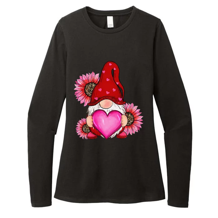 Happy Valentine's Day Gnome With Leopard Sunflower Valentine Womens CVC Long Sleeve Shirt