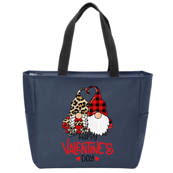 Happy Valentine's Day Gnomes Couple Valentines Day Gift Zip Tote Bag