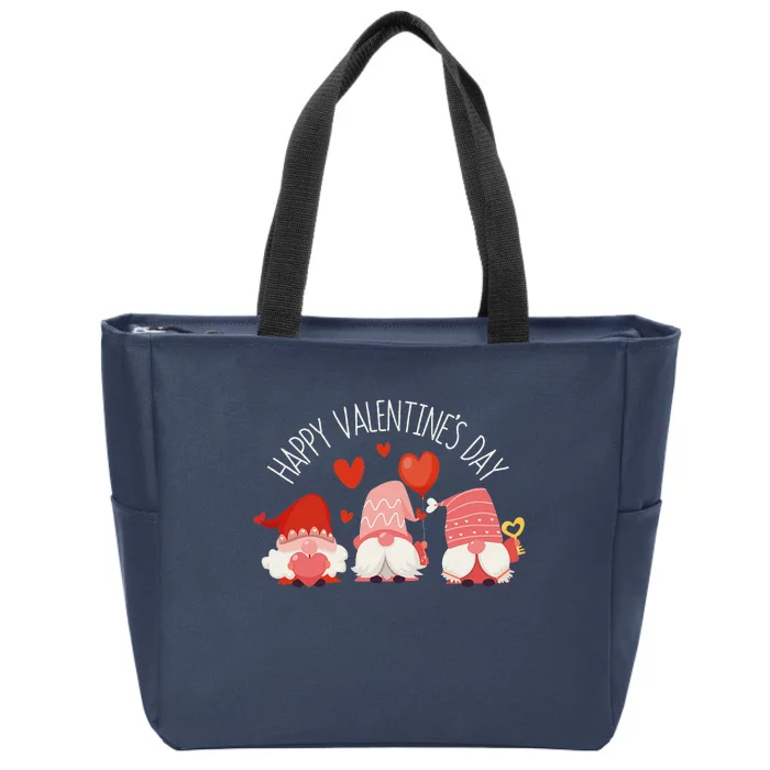 Happy Valentines Day Gnome Love Gnomes Couple Lovers Gnomies Funny Zip Tote Bag