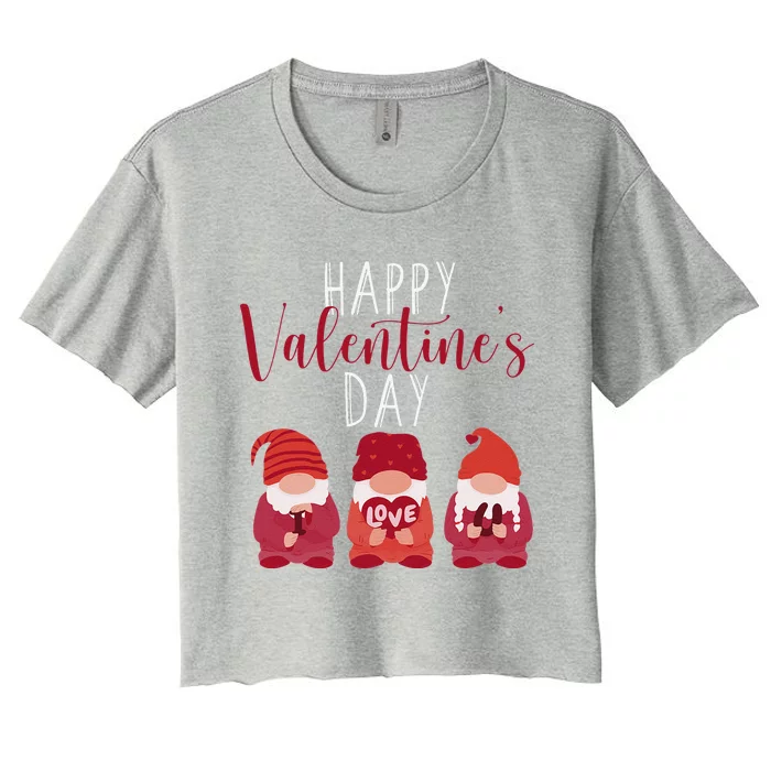 Happy Valentines Day Gnome Love Gnomes Couple Lovers Gnomies Women's Crop Top Tee