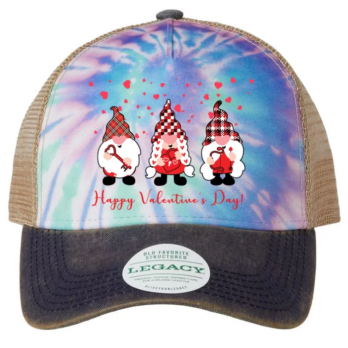 Happy Valentines Day Gnome Cute Gift Legacy Tie Dye Trucker Hat