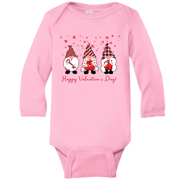 Happy Valentines Day Gnome Cute Gift Baby Long Sleeve Bodysuit