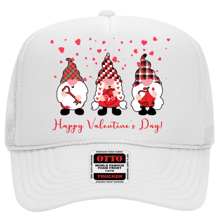 Happy Valentines Day Gnome Cute Gift High Crown Mesh Trucker Hat