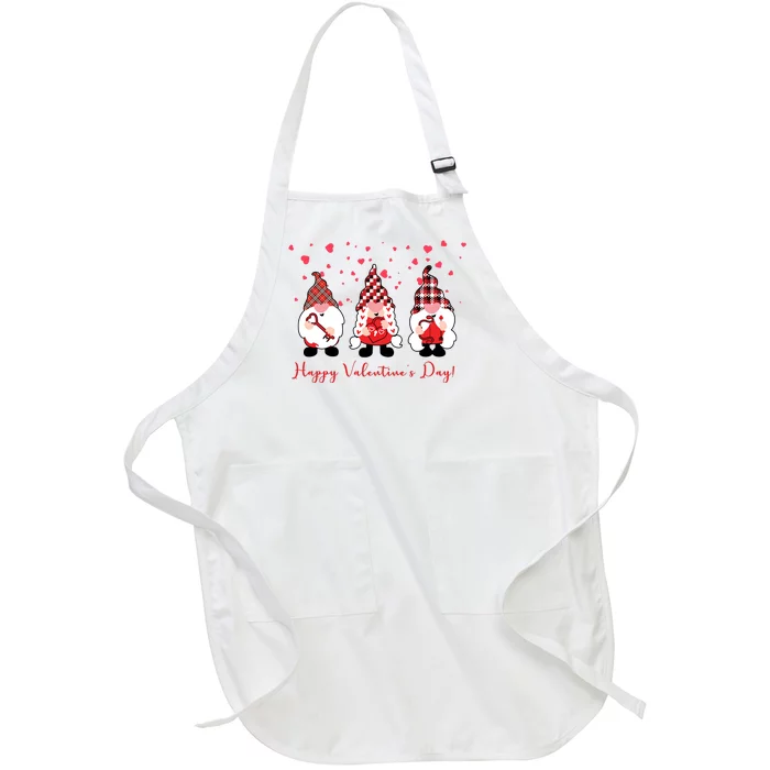 Happy Valentines Day Gnome Cute Gift Full-Length Apron With Pocket