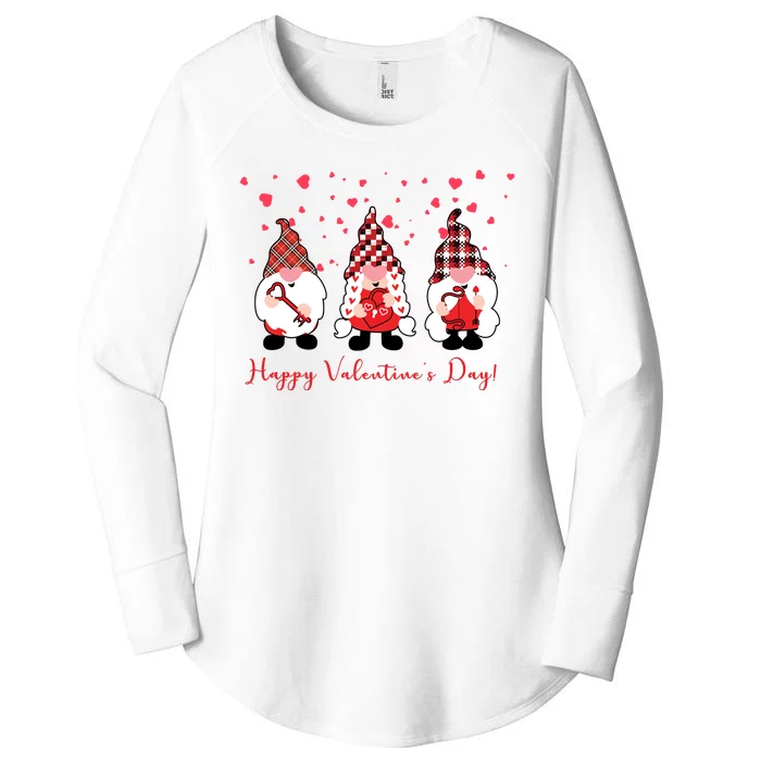 Happy Valentines Day Gnome Cute Gift Women's Perfect Tri Tunic Long Sleeve Shirt