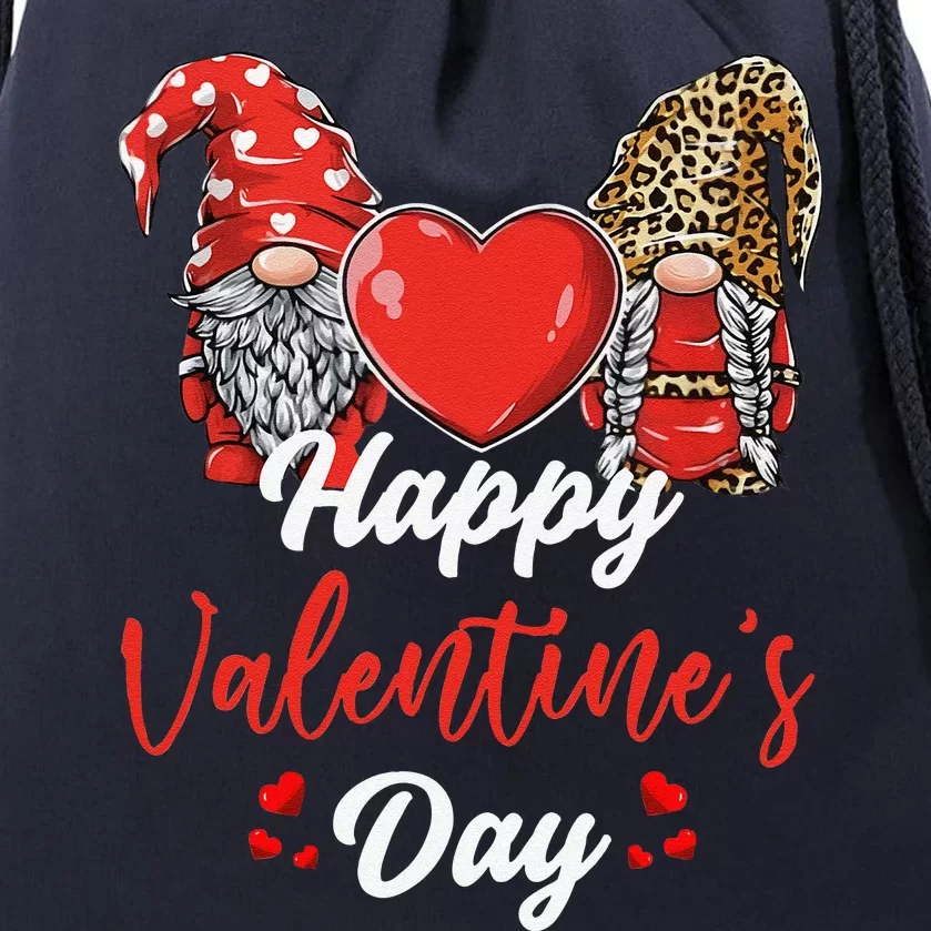 Happy Valentine's Day Gnomes Couple Valentines Day Funny Drawstring Bag