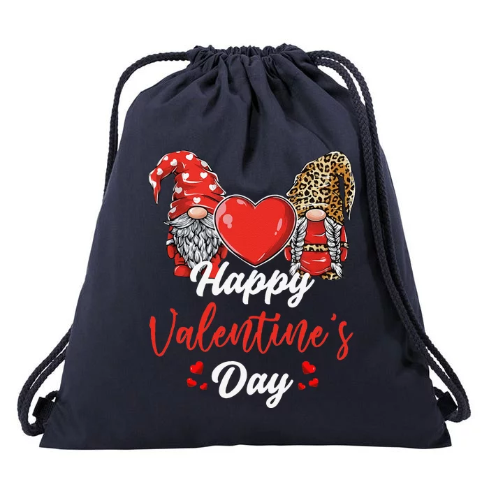 Happy Valentine's Day Gnomes Couple Valentines Day Funny Drawstring Bag