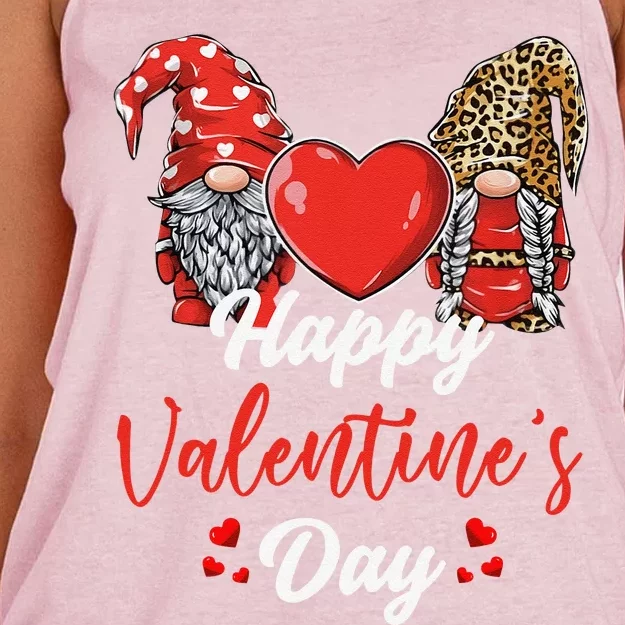 Happy Valentine's Day Gnomes Couple Valentines Day Funny Women's Knotted Racerback Tank