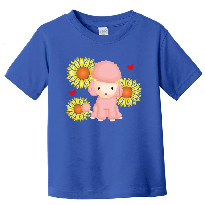 Happy Valentine's Day Poodle With Sunflower Heart Valentine Cute Gift Toddler T-Shirt