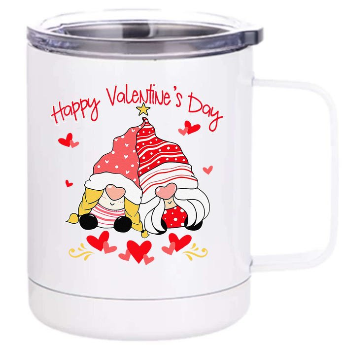 Happy Valentine's Day Gnomes Couple Valentines Day Happy Front & Back 12oz Stainless Steel Tumbler Cup