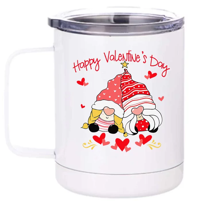 Happy Valentine's Day Gnomes Couple Valentines Day Happy Front & Back 12oz Stainless Steel Tumbler Cup