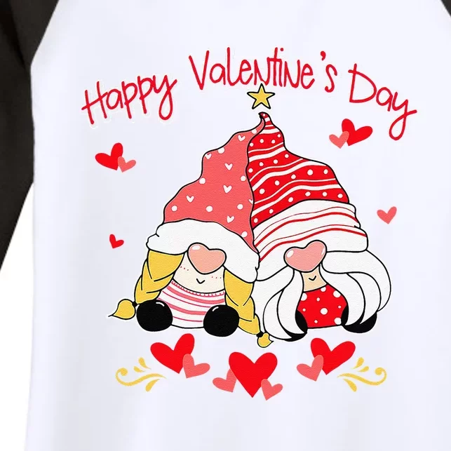 Happy Valentine's Day Gnomes Couple Valentines Day Happy Women's Tri-Blend 3/4-Sleeve Raglan Shirt