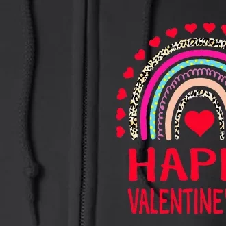 Happy Valentines Day Leopard Rainbow Full Zip Hoodie