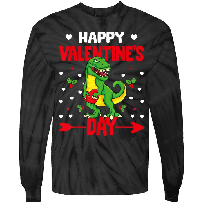 Happy ValentineS Day Dinosaur Happy ValentineS Day Outfits Tie-Dye Long Sleeve Shirt