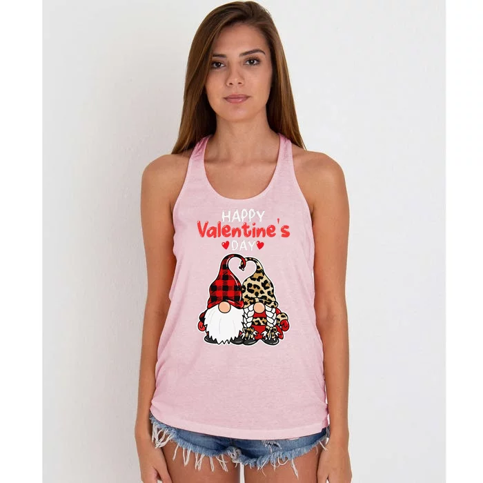 Happy Valentine's Day Gnomes Couple Valentines Day Love Happy Women's Knotted Racerback Tank