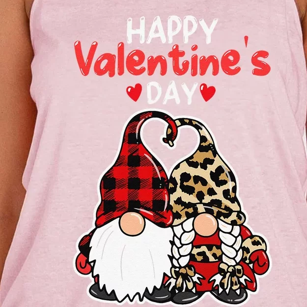 Happy Valentine's Day Gnomes Couple Valentines Day Love Happy Women's Knotted Racerback Tank