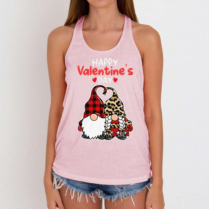 Happy Valentine's Day Gnomes Couple Valentines Day Love Happy Women's Knotted Racerback Tank