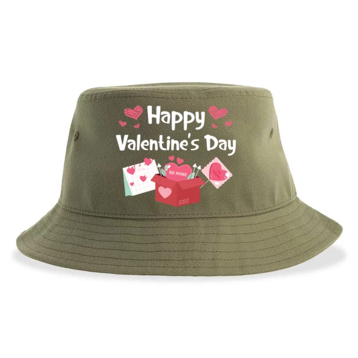 Happy Valentines Day Be Mine Cute Hearts Vgiftday Pajama Meaningful Gift Sustainable Bucket Hat