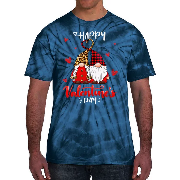 Happy Valentine's Day Gnomes Couple Valentines Day Women Tie-Dye T-Shirt