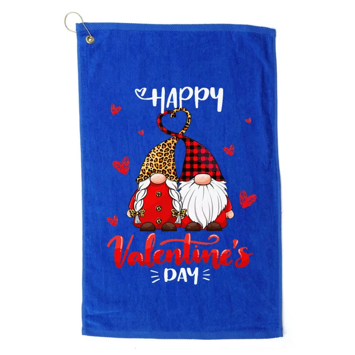 Happy Valentine's Day Gnomes Couple Valentines Day Women Platinum Collection Golf Towel