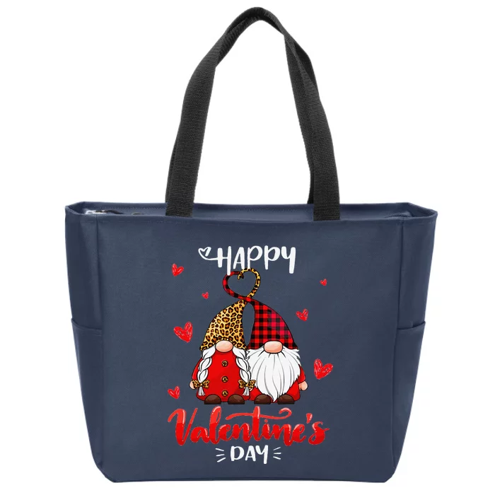 Happy Valentine's Day Gnomes Couple Valentines Day Zip Tote Bag