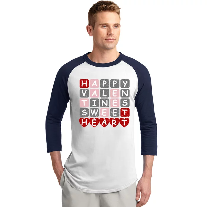 Happy Valentines Day For Word Game Lovers Gift Baseball Sleeve Shirt