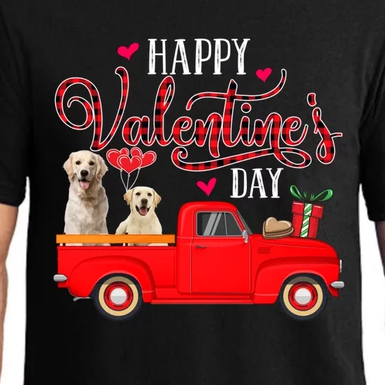 Happy Valentine's Day Red Plaid Truck Labrador Retriever Gift Pajama Set