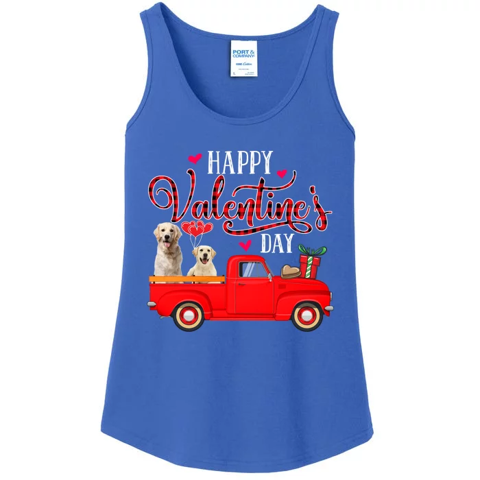 Happy Valentine's Day Red Plaid Truck Labrador Retriever Gift Ladies Essential Tank