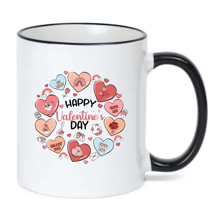 Happy ValentineS Day Conversation Hearts Valentine Black Color Changing Mug