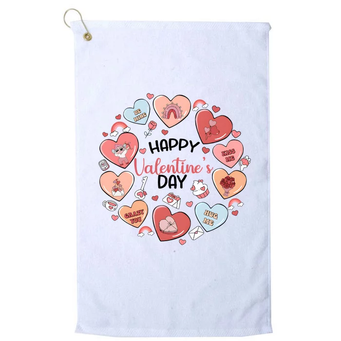 Happy ValentineS Day Conversation Hearts Valentine Platinum Collection Golf Towel