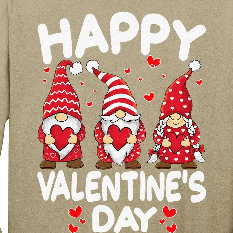 Happy Valentines Day Gnomes Funny Matching Three Gnomies Tall Long Sleeve T-Shirt