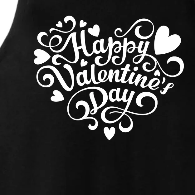 Happy Valentines Day Shaped Heart Ladies Tri-Blend Wicking Tank