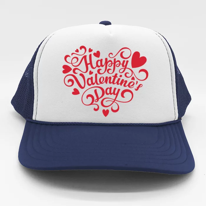 Happy Valentines Day Shaped Heart Trucker Hat