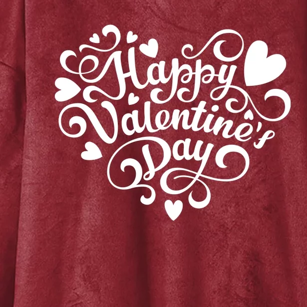 Happy Valentines Day Shaped Heart Hooded Wearable Blanket