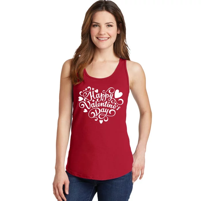 Happy Valentines Day Shaped Heart Ladies Essential Tank