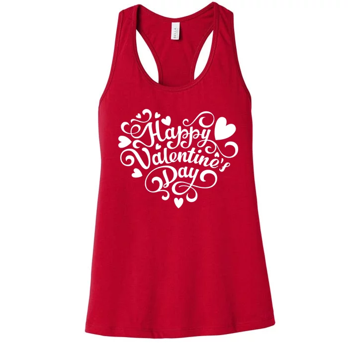 Happy Valentines Day Shaped Heart Women's Racerback Tank