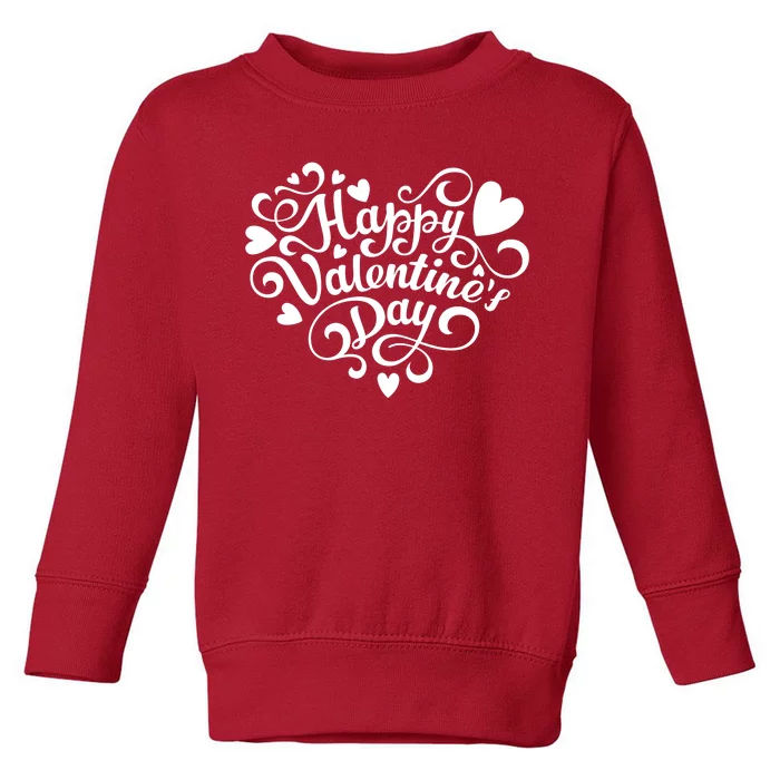 Happy Valentines Day Shaped Heart Toddler Sweatshirt