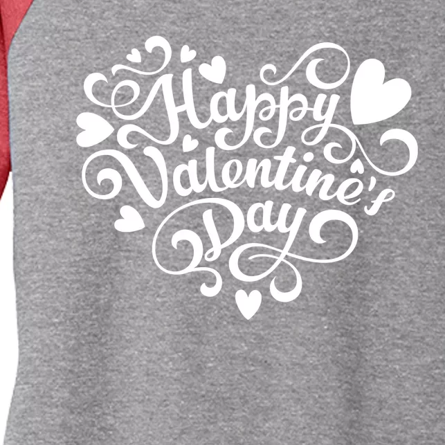 Happy Valentines Day Shaped Heart Women's Tri-Blend 3/4-Sleeve Raglan Shirt