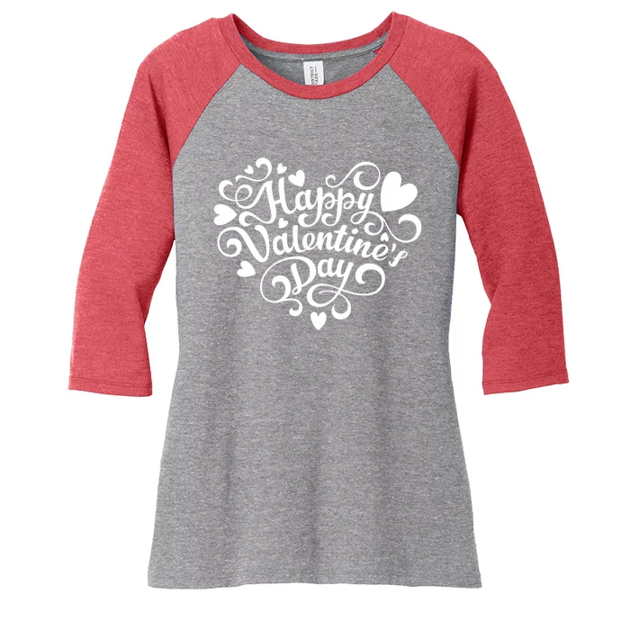 Happy Valentines Day Shaped Heart Women's Tri-Blend 3/4-Sleeve Raglan Shirt